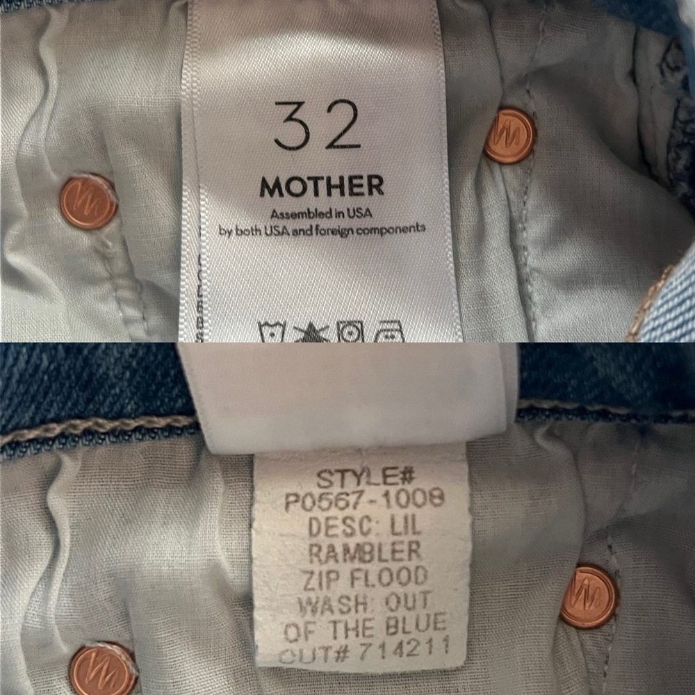 NWT MOTHER Lil’ Zip Rambler Petites Flood High Rise Cropped Straight Jeans 32P - Picture 15 of 16